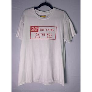 VLONE X Pop Smoke Stop Snitching T-Shirt White/Red Men's Size Large
